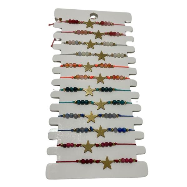 PULSERA DE HILO DISE&Ntilde;O ESTRELLA Y ABALORIOS MODELO HN1461