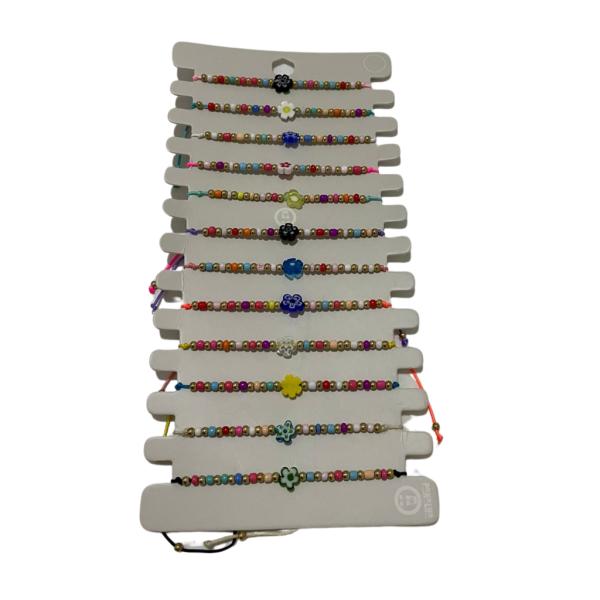 PULSERA DE HILO DISE&Ntilde;O FLOR Y ABALORIOS MODELO HN1056