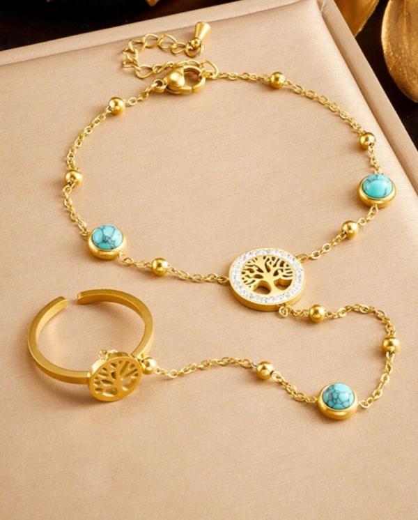 PULSERA DORADA CON ANILLO AJUSTABLE MODELO T000843069