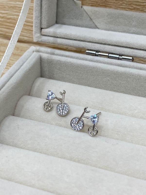 ARETES PLATEADOS DISE&Ntilde;O BICICLETA MODELO X000660196