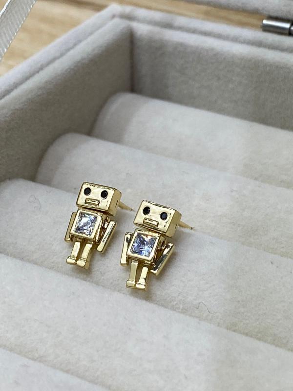 ARETES DORADOS DISE&Ntilde;O ROBOT MODELO X000852075