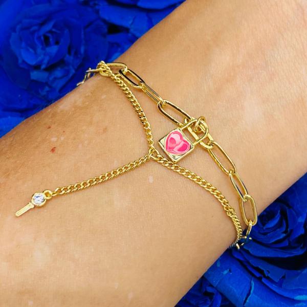 PULSERA DORADA DISE&Ntilde;O CANDADO MODELO S00159046