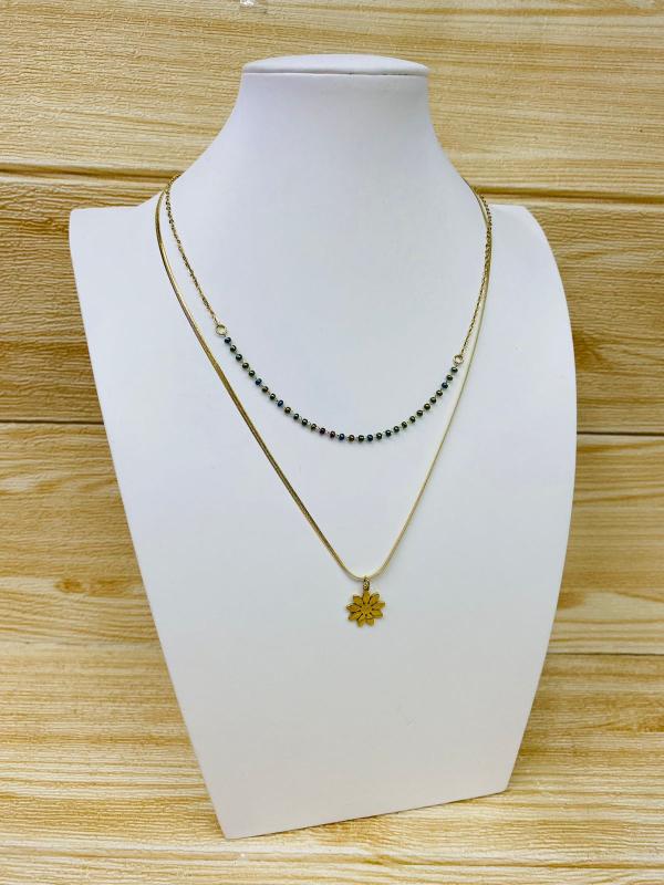 COLLAR DORADO DOBLE DISE&Ntilde;O FLOR MODELO T000803944