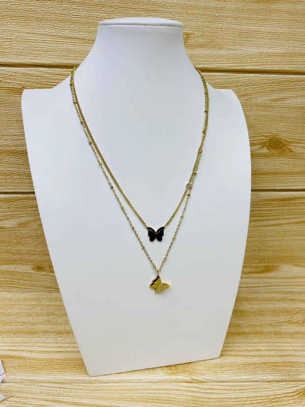 COLLAR DORADO DOBLE DISE&Ntilde;O MARIPOSA MODELO T000950784