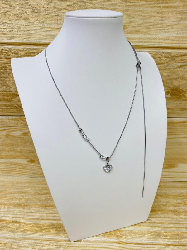 COLLAR PLATEADO DISE&Ntilde;O CORAZON MODELO T000829348