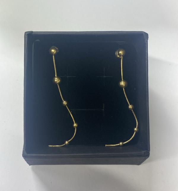 ARETES DORADOS DISE&Ntilde;O LARGO BOLITAS MODELO T000684287