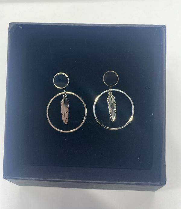 ARETES PLATEADOS DISE&Ntilde;O PLUMA  MODELO T000890841