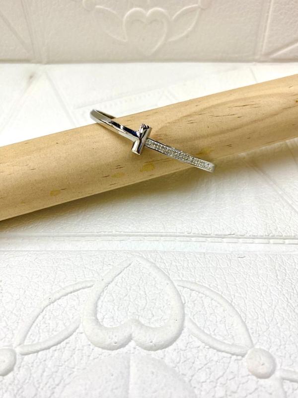 PULSERA DE ACERO RIGIDA TIFFANY & CO DISE&Ntilde;O PIEDRAS PLATEADO