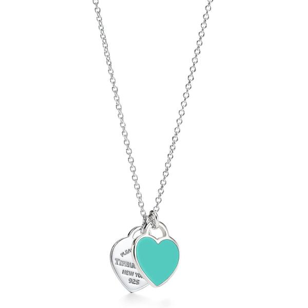 COLLAR PLATEADO TIFFANNY & CO DISE&Ntilde;O CORAZON VERDE MENTA