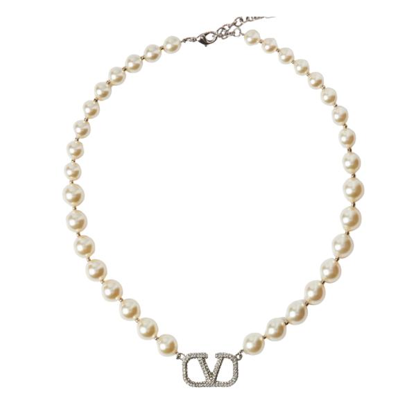 COLLAR PLATEADO VALENTINO DISE&Ntilde;O PERLAS