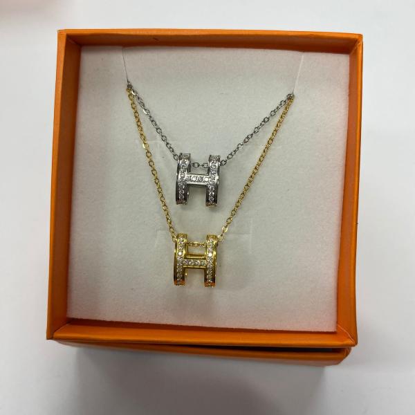 COLLAR HERMES DISE&Ntilde;O H/PIEDRAS PLATEADO