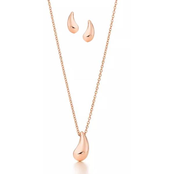 SET COLLAR + ARETES  TIFFANNY & CO DISE&Ntilde;O GOTITA ORO ROSA