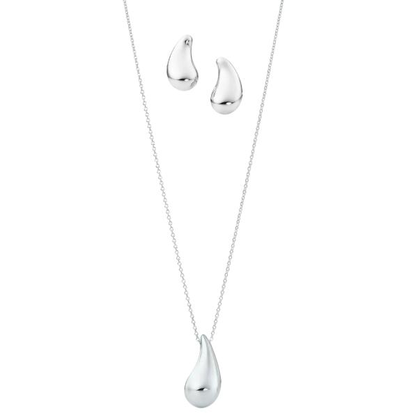 SET COLLAR + ARETES  TIFFANNY & CO DISE&Ntilde;O GOTITA PLATEADO