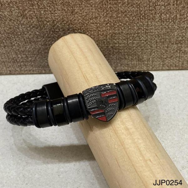 PULSERA DE CUERO NEGRA PORSCHE