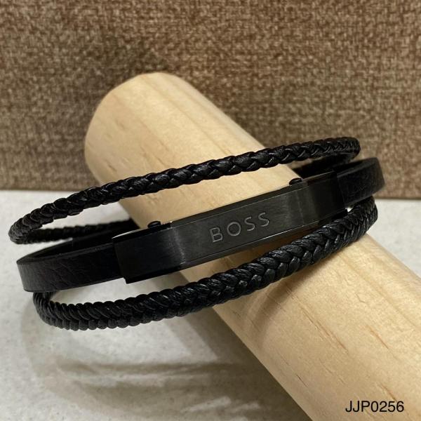 PULSERA DE CUERO TRIPLE HUGO BOSS NEGRO