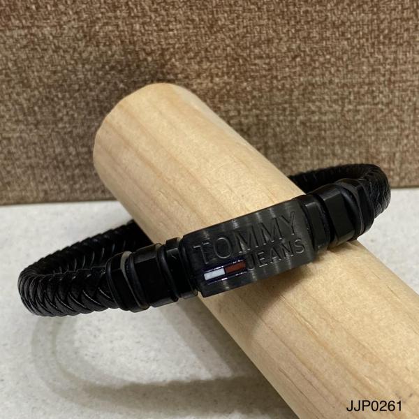 PULSERA DE CUERO  TOMMY JEANS NEGRA