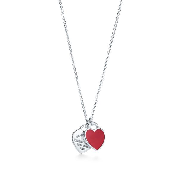 COLLAR PLATEADO TIFFANNY & CO DISE&Ntilde;O CORAZON ROJO