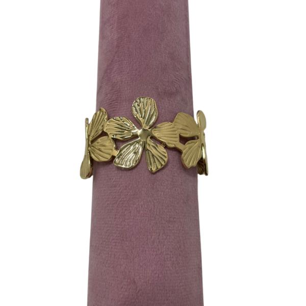 PULSERA  DE ACERO DISE&Ntilde;O FLORES DORADO
