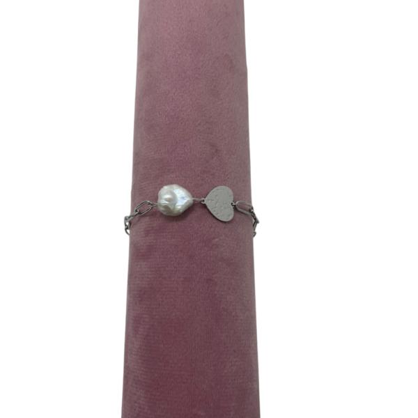 PULSERA  DE ACERO DISE&Ntilde;O  CORAZON PLATEADO