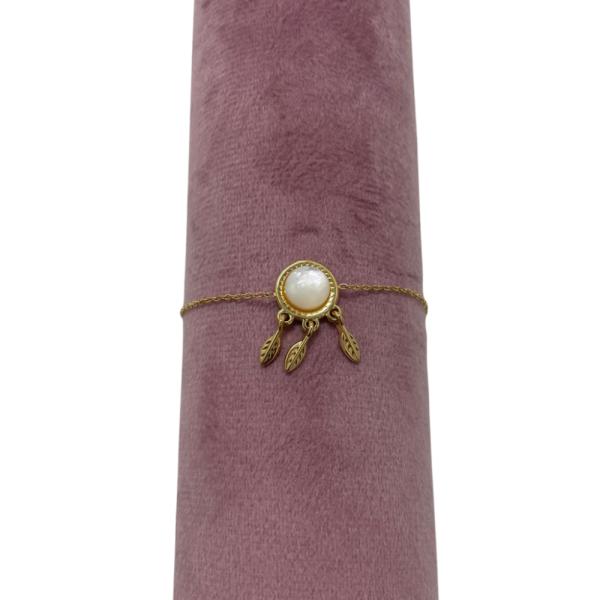 PULSERA  DE ACERO DISE&Ntilde;O PLUMAS DORADO