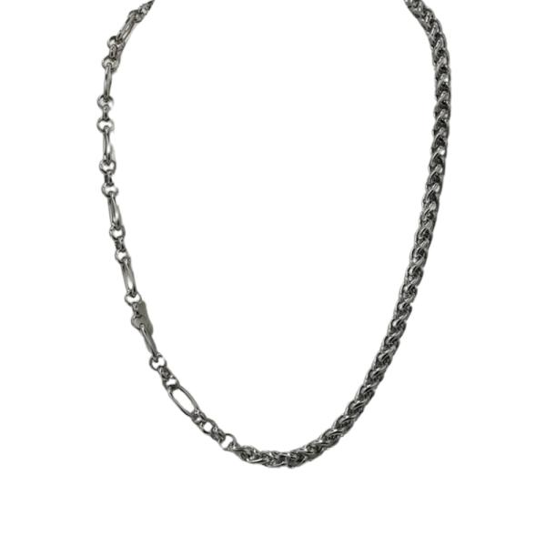 COLLAR DE ACERO DISE&Ntilde;O CADENA CORDON CHINO PLATEADO