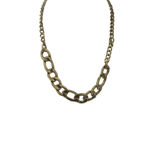 COLLAR DE ACERO DISE&Ntilde;O CADENA DORADO