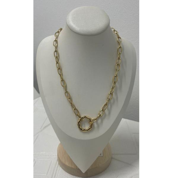 COLLAR DE ACERO DISE&Ntilde;O CADENA DORADO