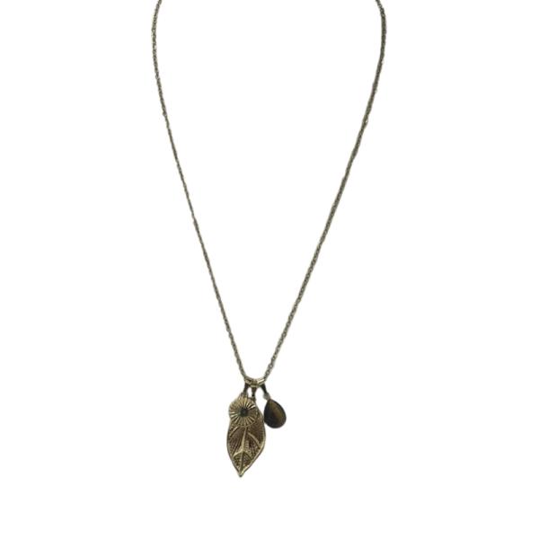 COLLAR DE ACERO DISE&Ntilde;O HOJA DORADO