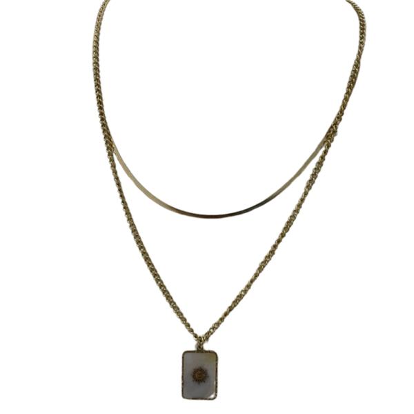 COLLAR DE ACERO DISE&Ntilde;O DOBLE SOL DORADO