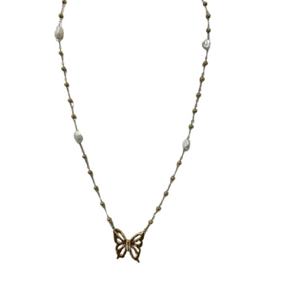 COLLAR DE ACERO DISE&Ntilde;O MARIPOSA DORADO