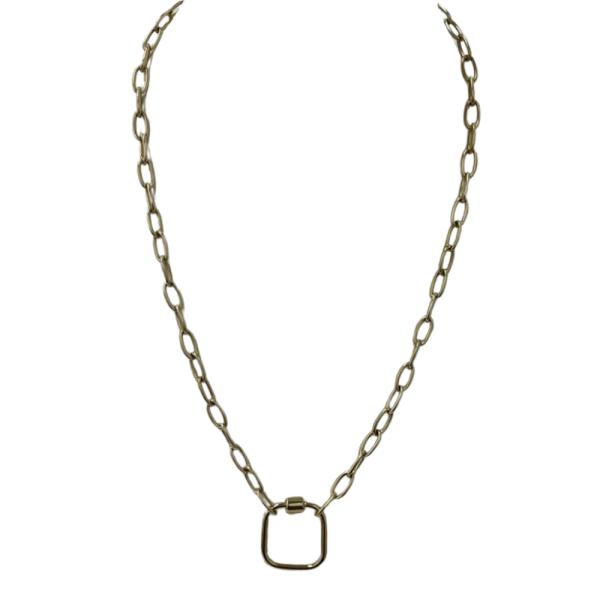 COLLAR DE ACERO DISE&Ntilde;O CADENA CUADRO DORADO