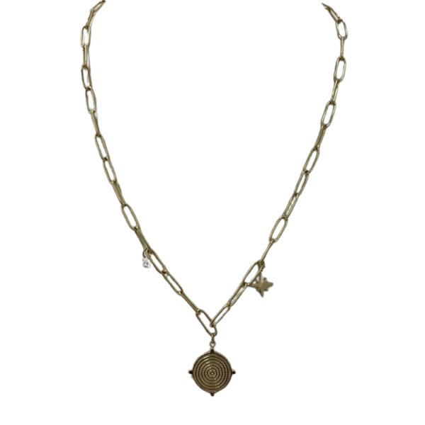 COLLAR DE ACERO DISE&Ntilde;O DORADO