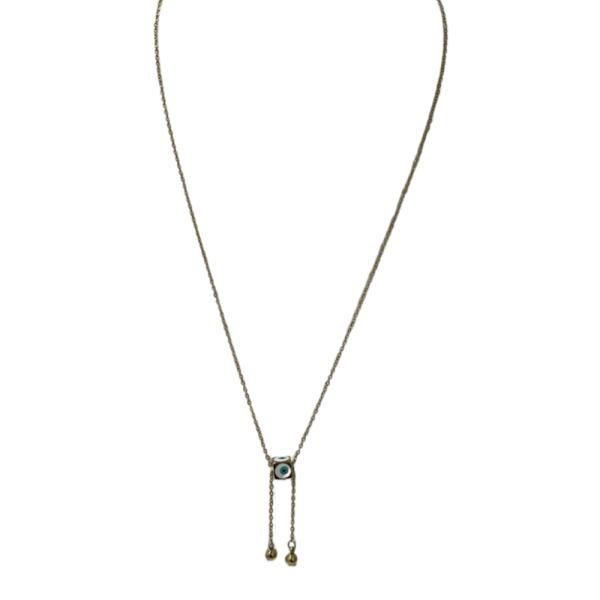 COLLAR DE ACERO DISE&Ntilde;O CUBO OJO TURCO DORADO