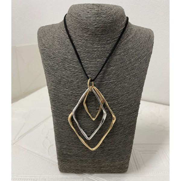 COLLAR BOHEMIO ROMBO PLATEADO/DORADO