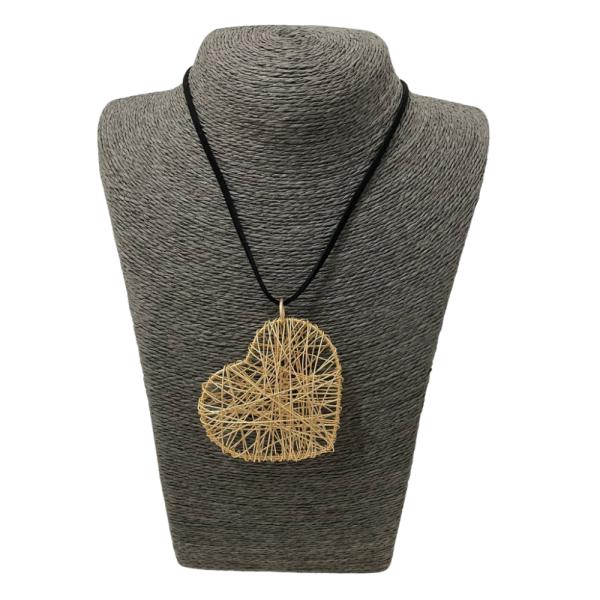 COLLAR BOHEMIO CORAZON ALAMBRE DORADO