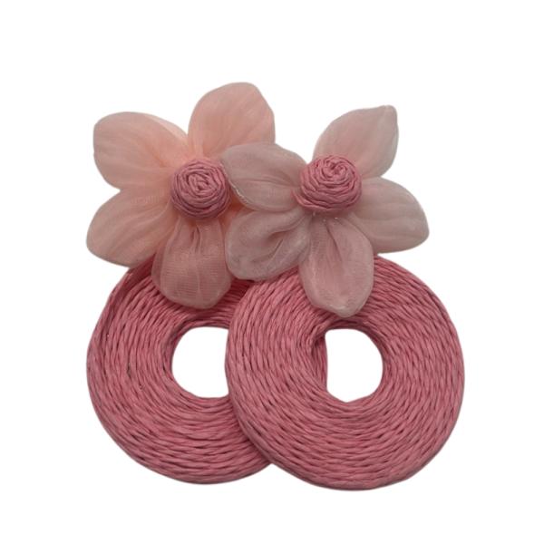 ARETES DE PLAYA DISE&Ntilde;O  FLORES ROSADO