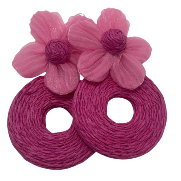 ARETES DE PLAYA DISE&Ntilde;O  FLORES FUCSIA