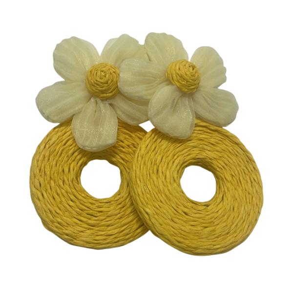 ARETES DE PLAYA DISE&Ntilde;O  FLORES AMARILLO