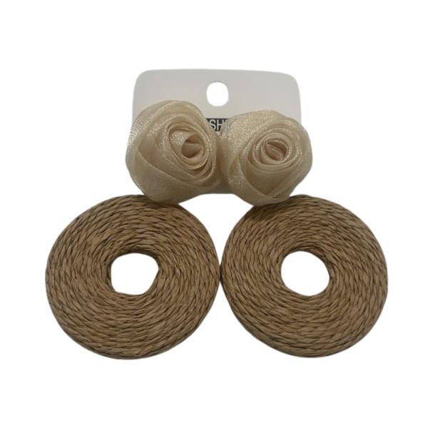 ARETES DE PLAYA DISE&Ntilde;O FLOR BEIGE
