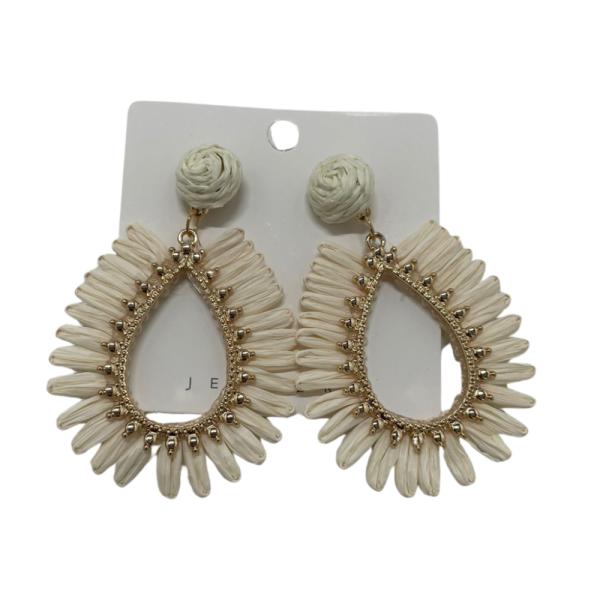 ARETES MIMBRE DISE&Ntilde;O FLOR BEIGE/DORADO