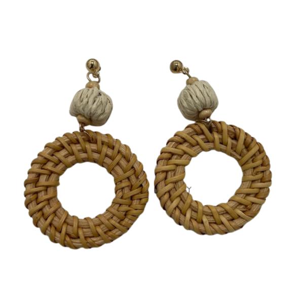 ARETES MIMBRE DISE&Ntilde;O CIRCULO BEIGE