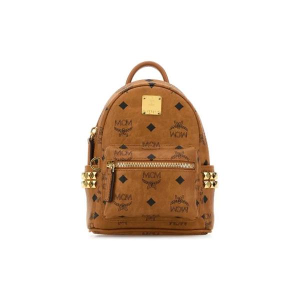 MOCHILA ESPALDA MCM  CHICA CAFE CLARO