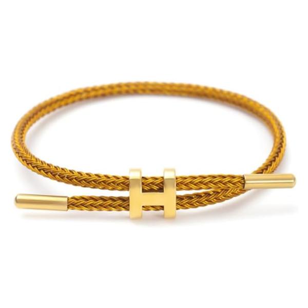 PULSERA AJUSTABLE DE CUERDA HERMES DORADO