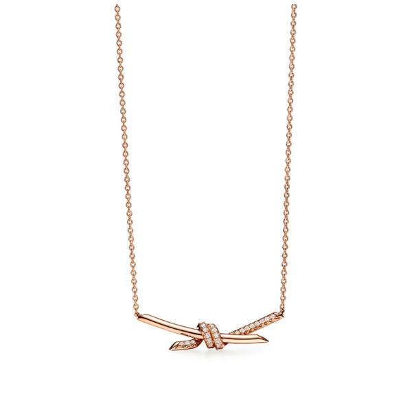 COLLAR PLATEADO TIFFANNY & CO DISE&Ntilde;O NUDO ORO ROSA