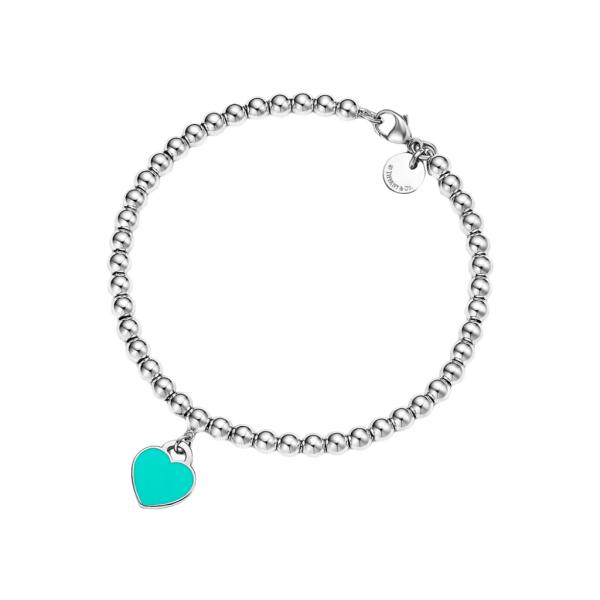 PULSERA PLATEADA TIFFANNY & CO DISE&Ntilde;O CORAZON VERDE MENTA