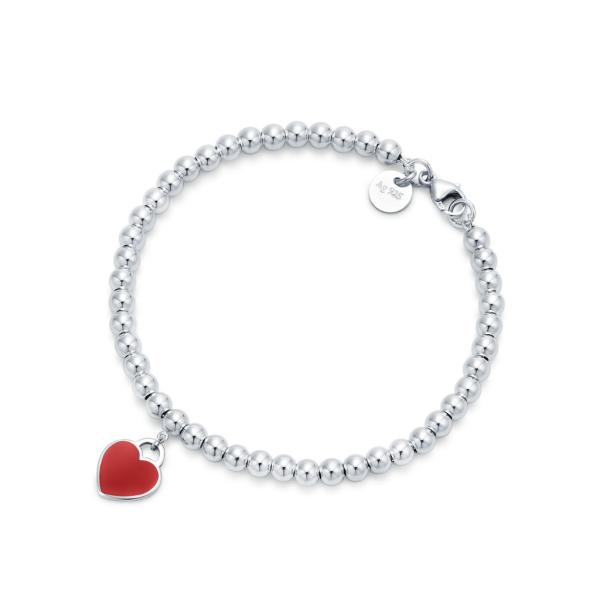 PULSERA PLATEADA TIFFANNY & CO DISE&Ntilde;O CORAZON ROJO