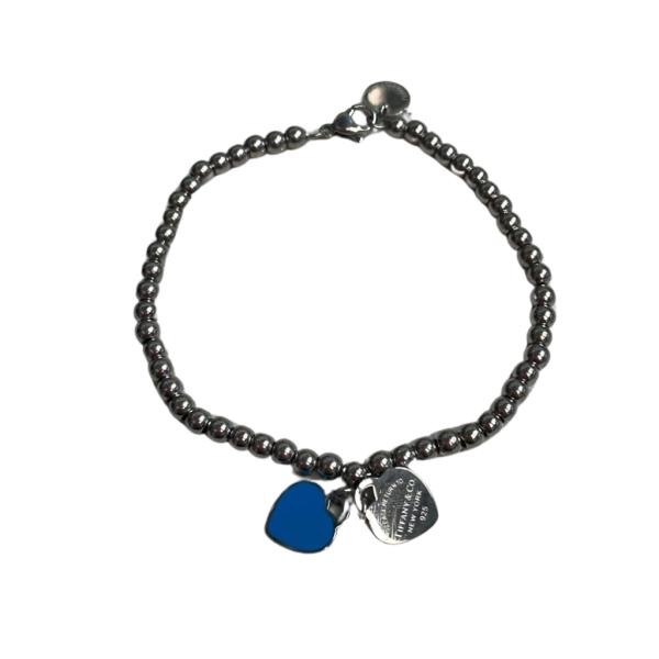PULSERA PLATEADA TIFFANNY & CO DISE&Ntilde;O CORAZON AZUL