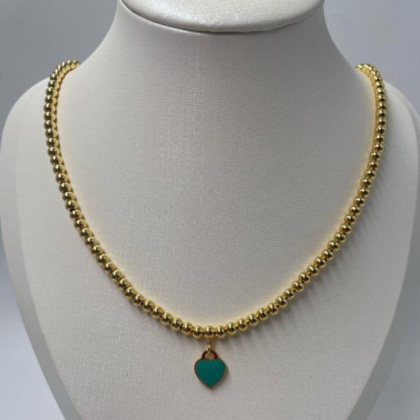 COLLAR TIFFANNY & CO DISE&Ntilde;O CORAZON VERDE MENTA DORADO
