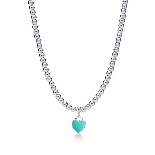 COLLAR TIFFANNY & CO DISE&Ntilde;O CORAZON VERDE MENTA PLATEADO