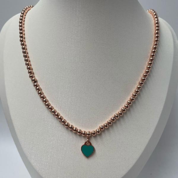 COLLAR TIFFANNY & CO DISE&Ntilde;O CORAZON VERDE MENTA ORO ROSA